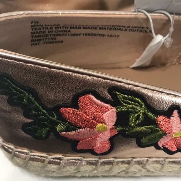 Evangeline Embroidered Espadrilles Rose Gold New - Picture 6 of 7